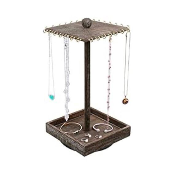 Ikee Design Wooden Rotating Jewelry Organizer Necklace & Bracelet gray brown - Picture 1 of 5